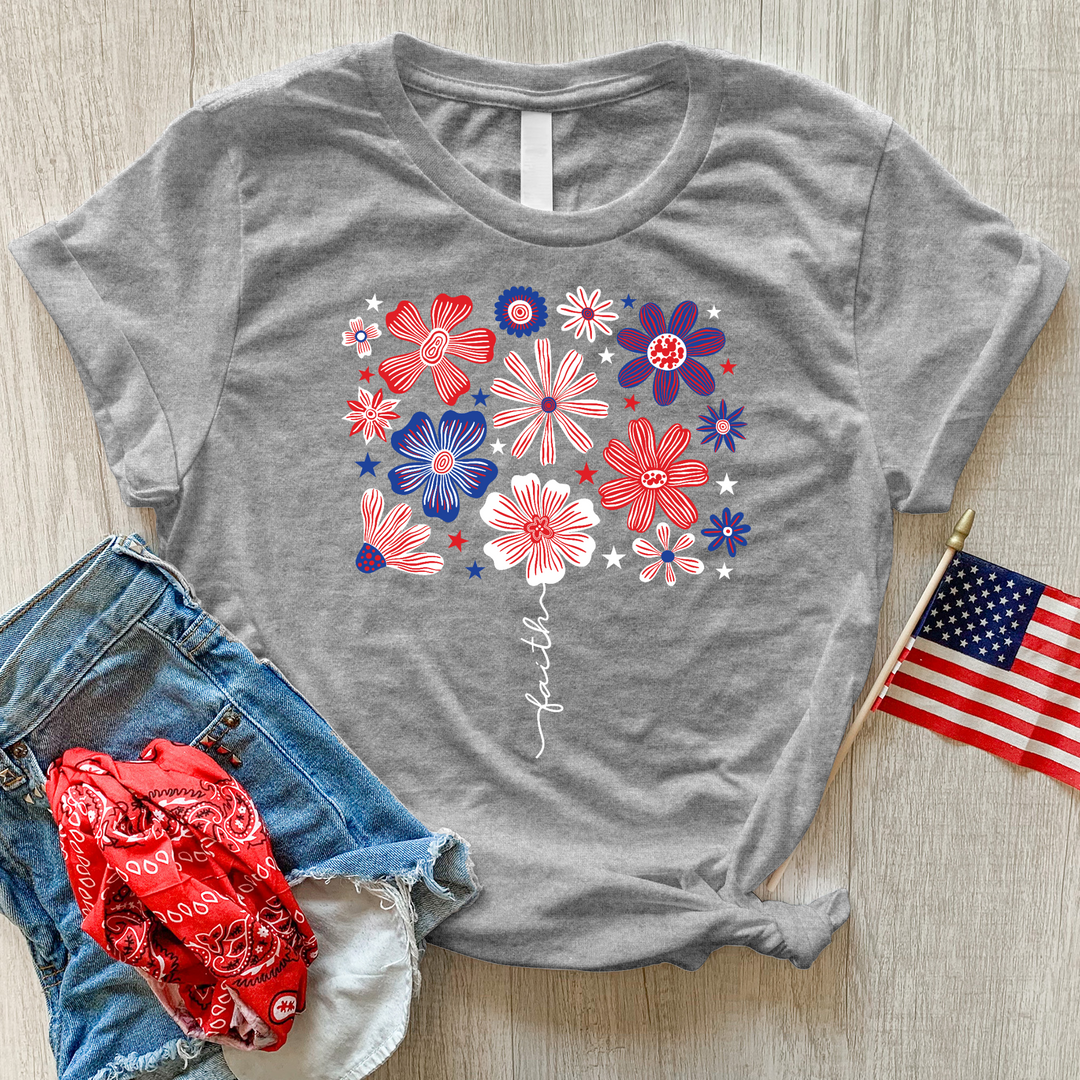 American Faith Flower Heathered Tee