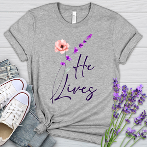 He Lives Heathered Tee