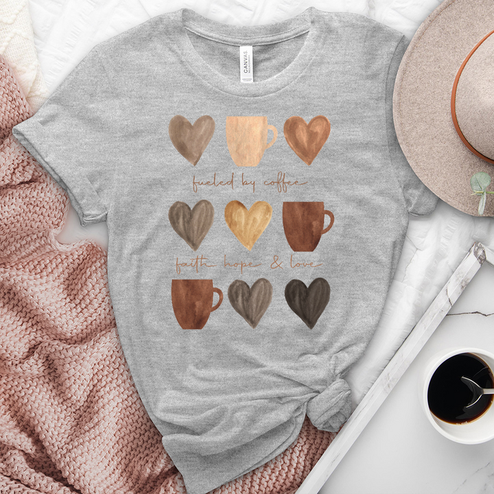 Coffee Faith Hope Love Heathered Tee