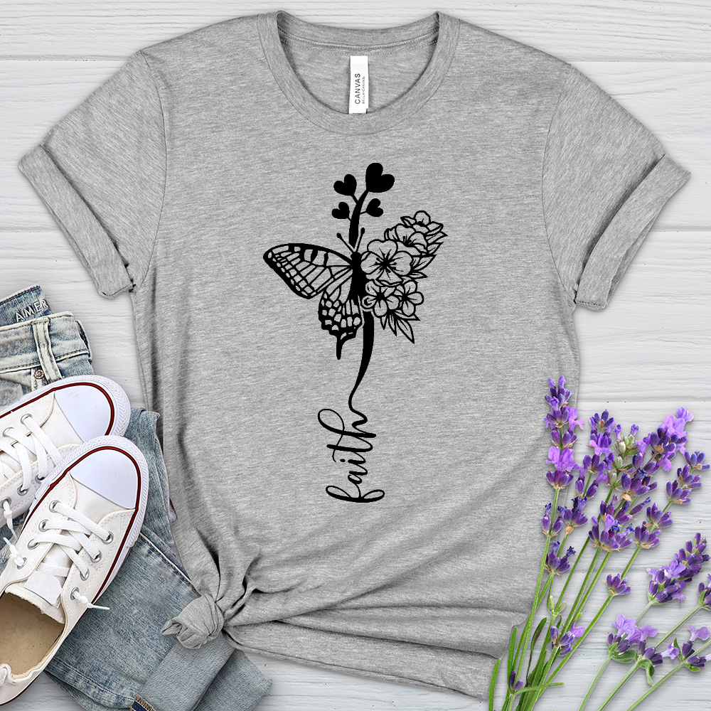 Faith Butterfly Hearts Heathered Tee