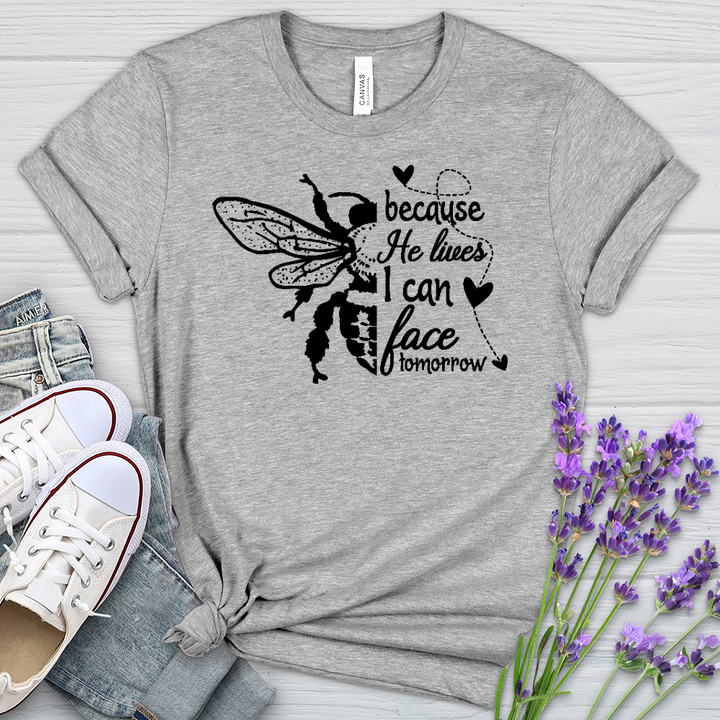 Because He Lives Bee Heathered Tee