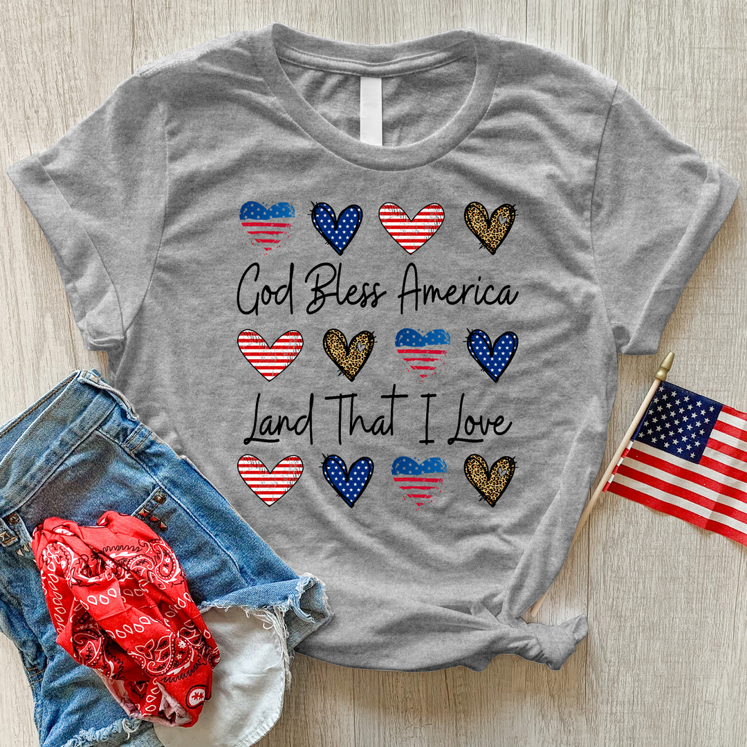 God Bless Heart Pattern Heathered Tee