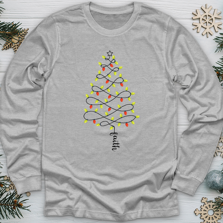 Faith Christmas Lights Long Sleeve Tee