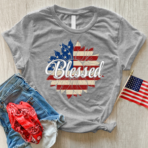 Blessed American Sunflower Heathered Tee