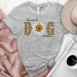 Leopard Blessed Dog Mom Heathered Tee