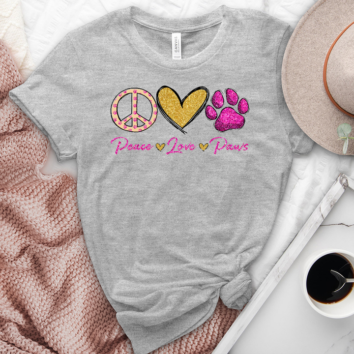 Peace Love Paws Heathered Tee