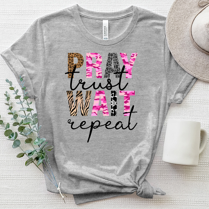 Pray Trust Wait Reapet Heathered Tee