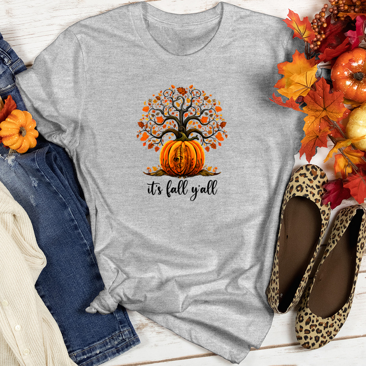 Boho Paisley Harvest Tree Pumpkin Heathered Tee