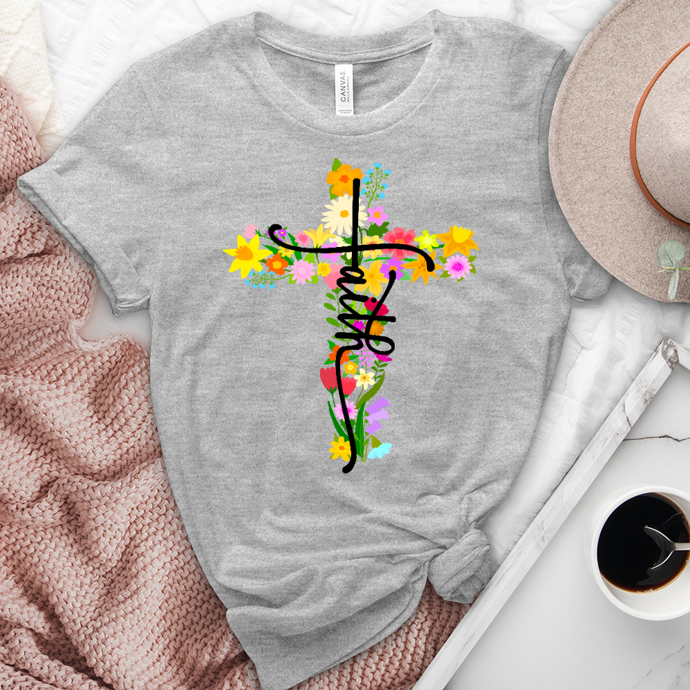Floral Cross Faith Tee