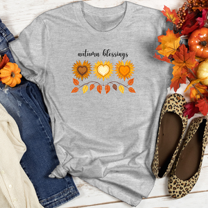 Autumn Sunflower Heart Trio Heathered Tee