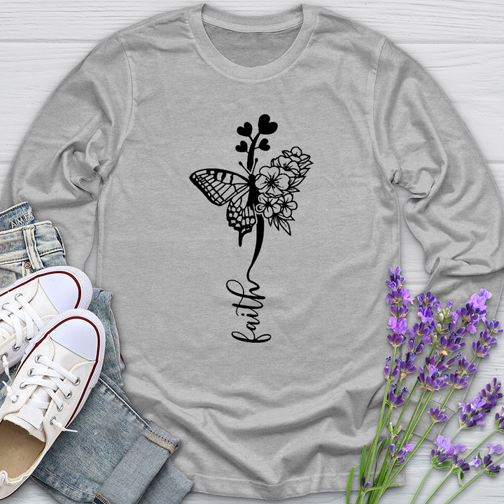 Faith Butterfly Hearts Long Sleeve Tee