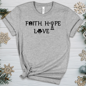 Country Faith Hope Love V1 Heathered Tee