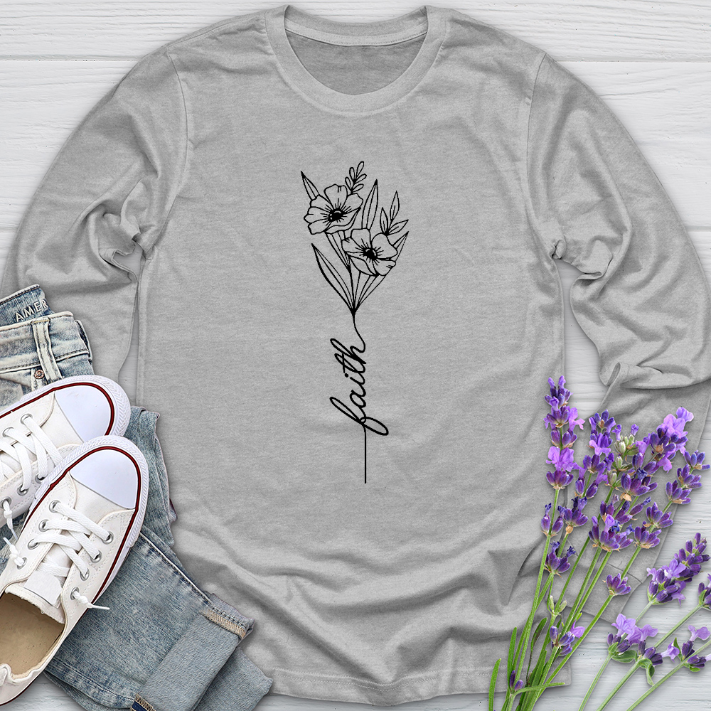 Faith Spring Flower Bouquet Long Sleeve Tee