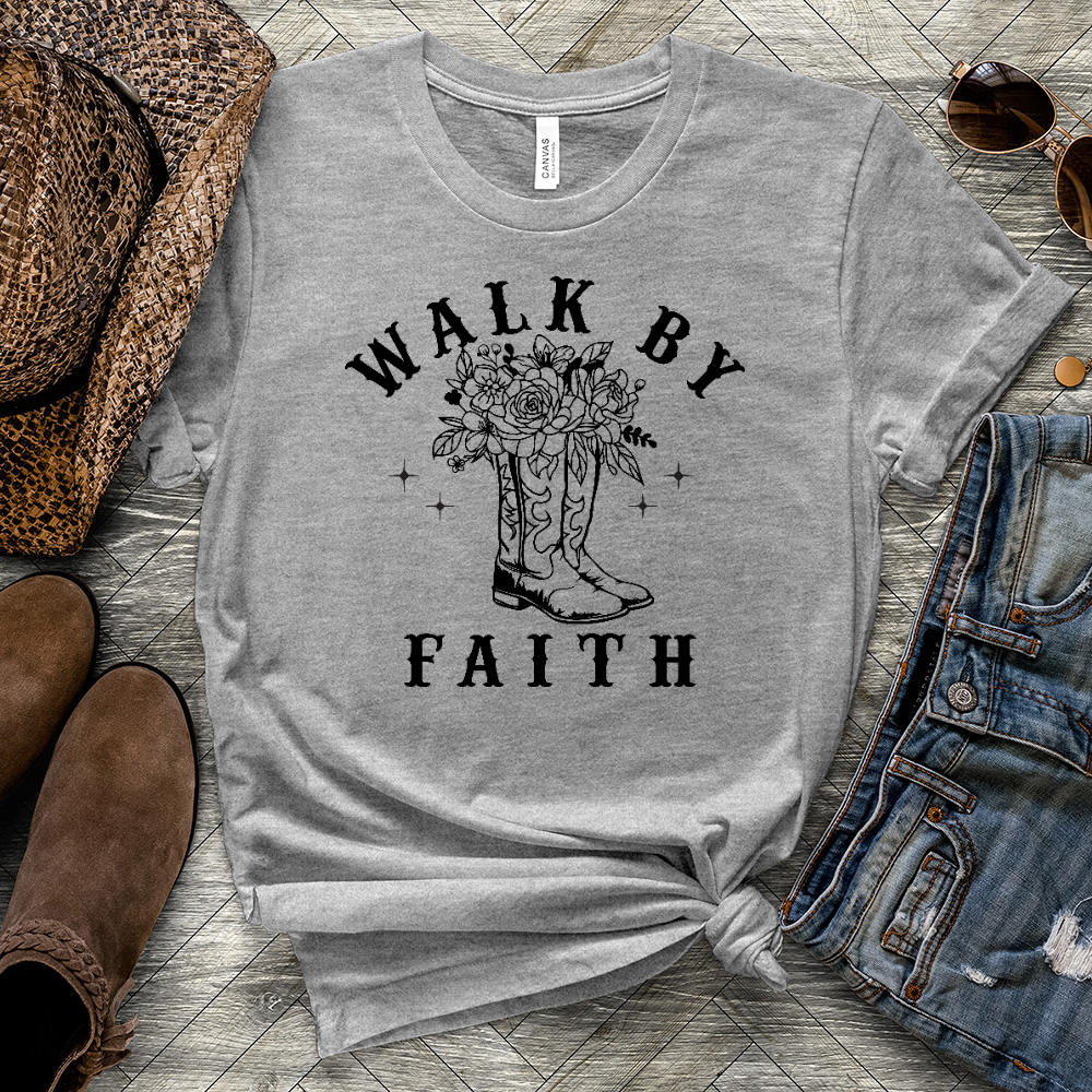 Walk By Faith Boots Heathered Tee