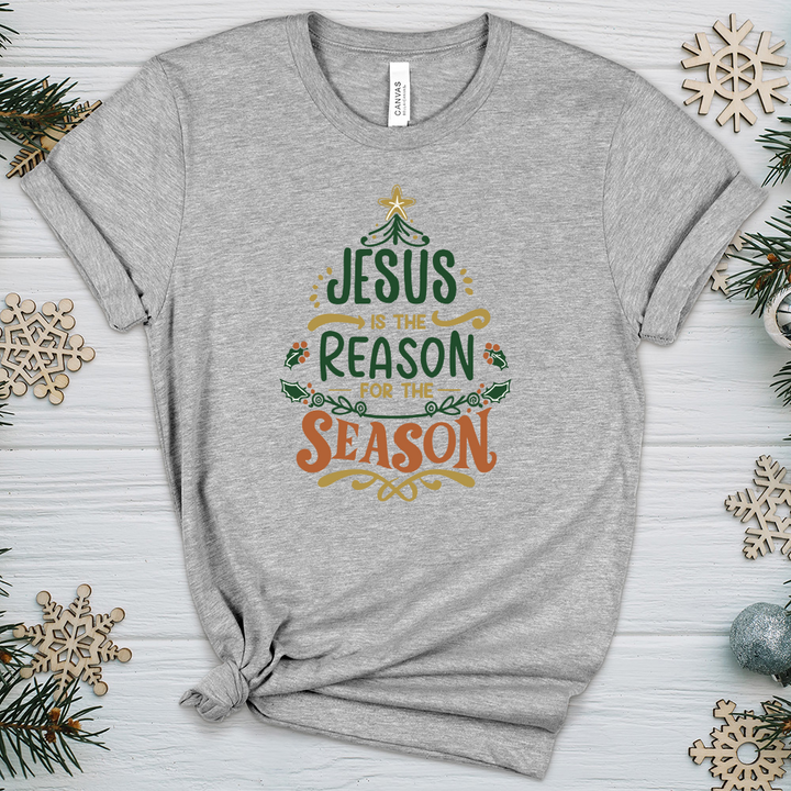 Jesus is The Reason For The Season Heathered Tee