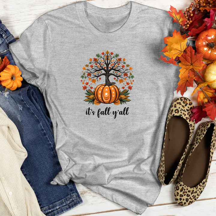 Geometric Harvest Tree Pumpkin Heathered Tee