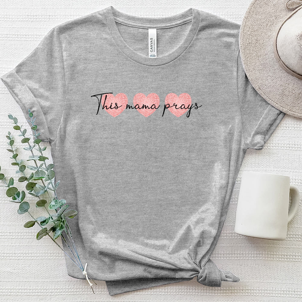 Tri-Heart This Mama Prays Heathered Tee