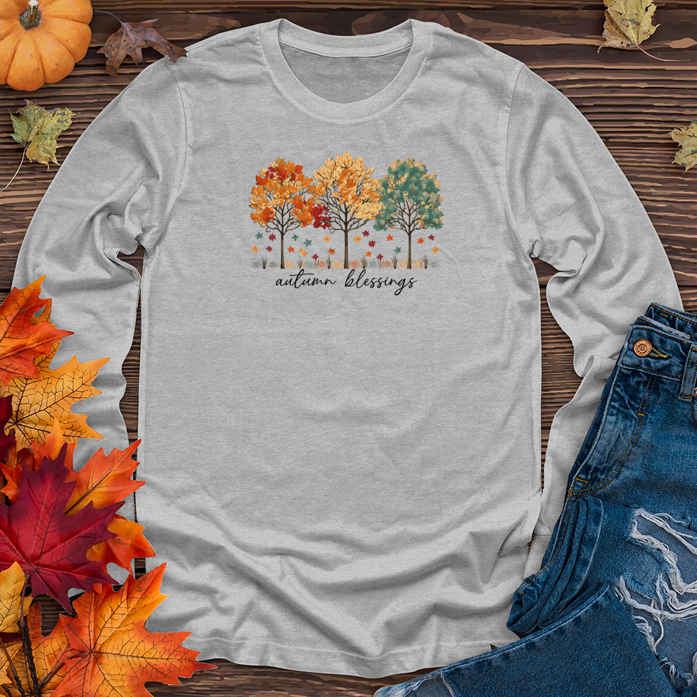 Vintage Blooming Floral Trio Sparkling Trees 01 Long Sleeve Tee