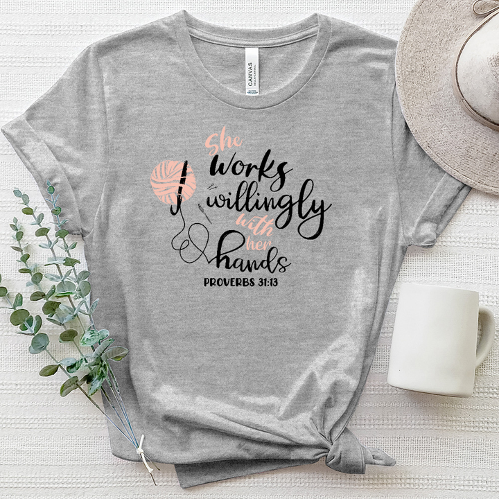 Proverbs 31-13 Knitting Heathered Tee