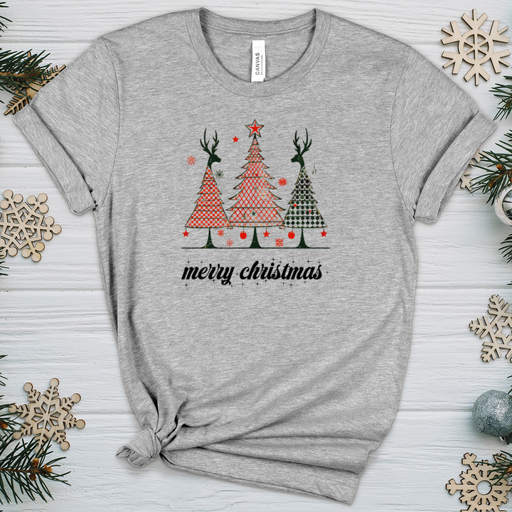 Merry Christmas Christmas Reindeer Heathered Tee