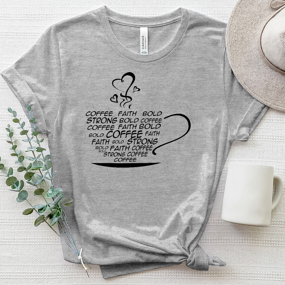 Coffee Cup Word Art Heathered Tee