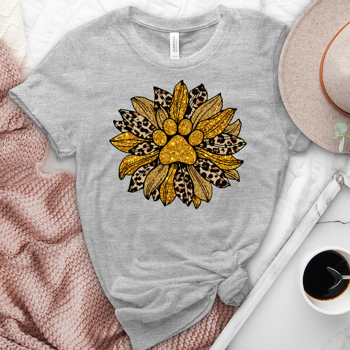 Paw print leopard sunflower heathered tee