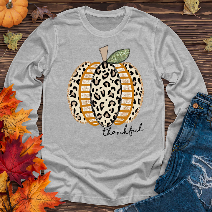 Thankful Leopard Spotted Pumpkin Long Sleeve Tee