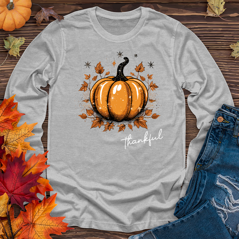 Sparkling Thankful Pumpkin Long Sleeve Tee