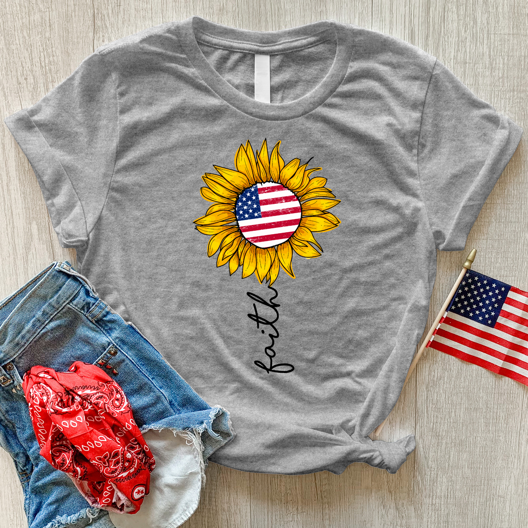 Faith Stripes Flower Heathered Tee