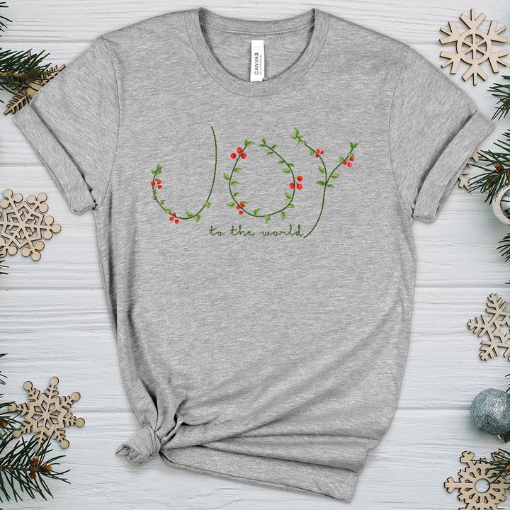 Joy To the World Wreath Letters Heathered Tee