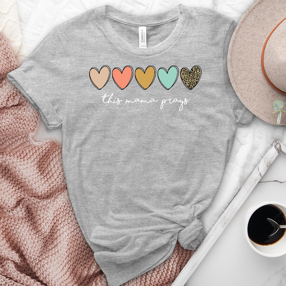 This Mama Prays Hearts Heathered Tee