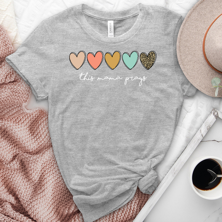 This Mama Prays Hearts Heathered Tee