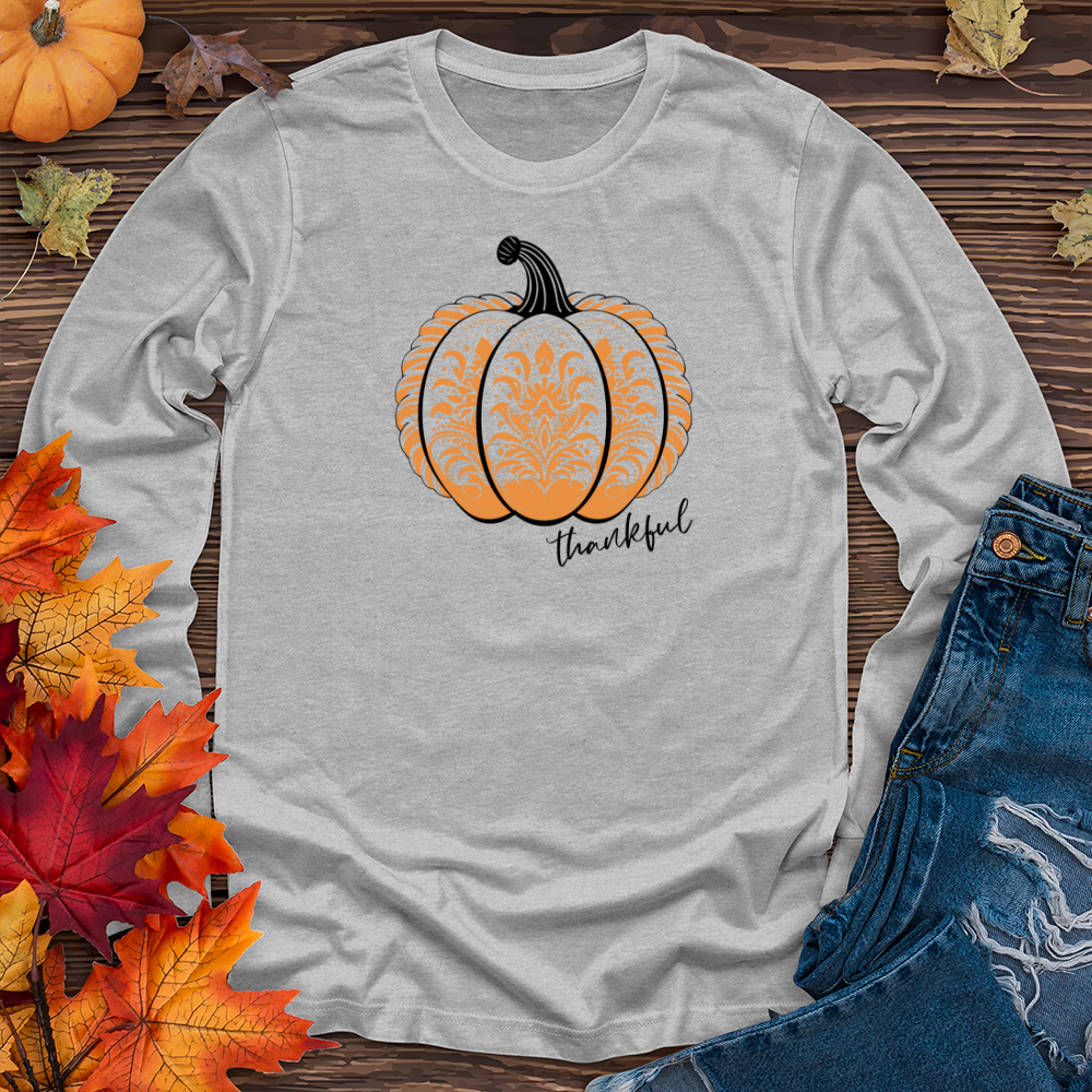 Vintage Retro Art Pumpkin Long Sleeve Tee