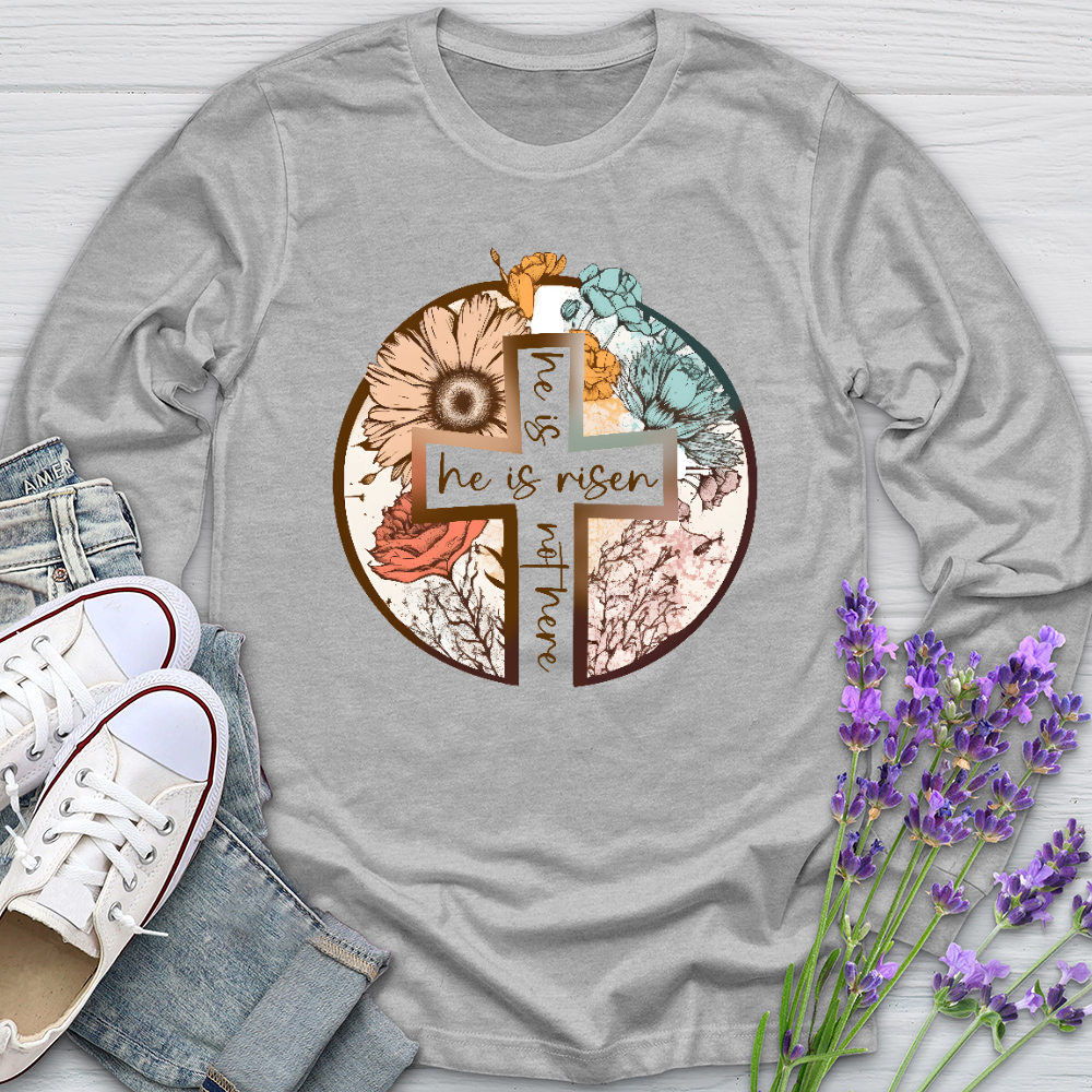 He Is Risen Cross Long Sleeve Tee