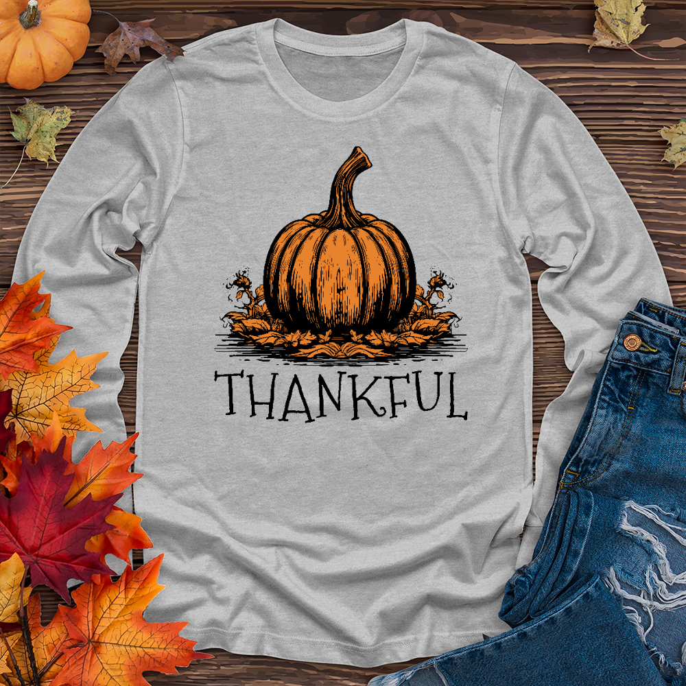 Thankful Orange Pumpkin Long Sleeve Tee