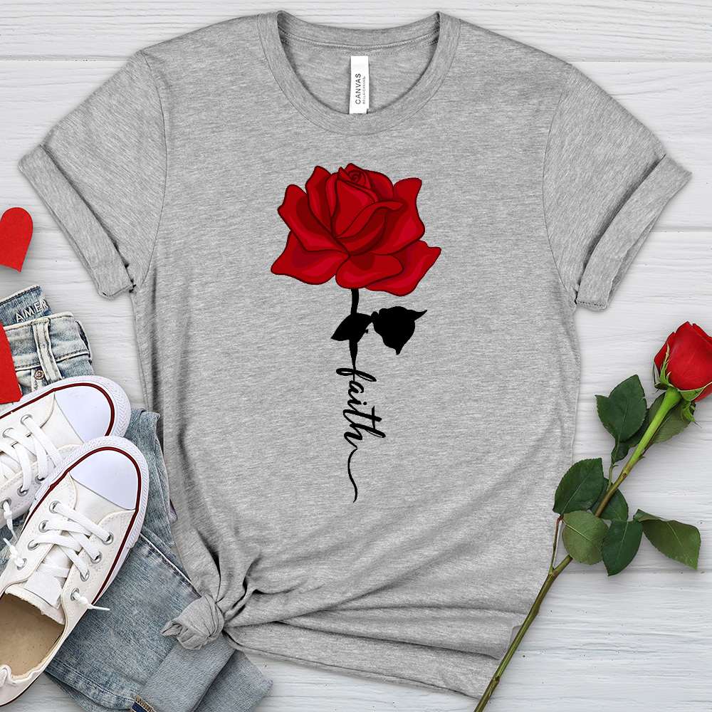 Red Faith Rose Heathered Tee