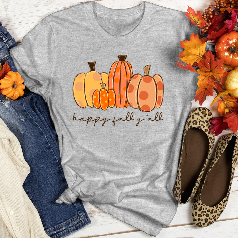 Happy Fall Y'all Pumpkins Heathered Tee