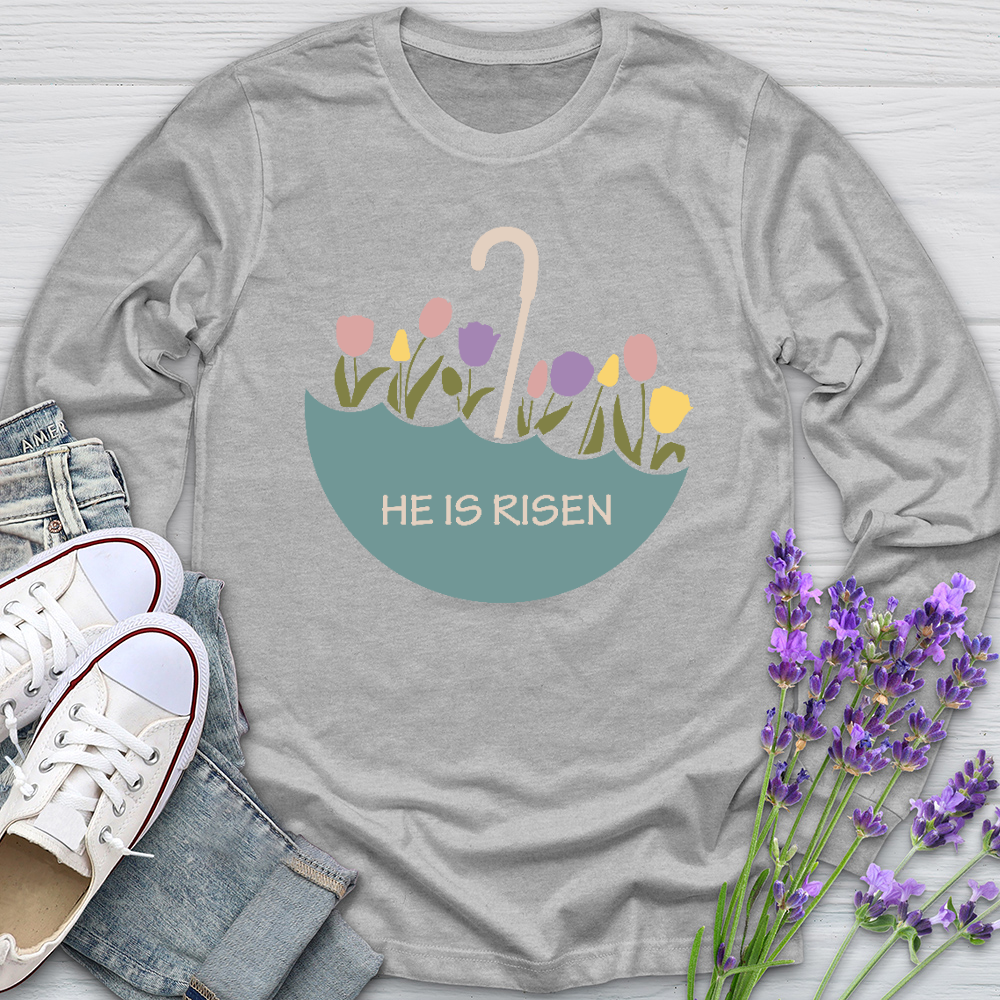 He Is Risen Flower Umbrella Long Sleeve Tee