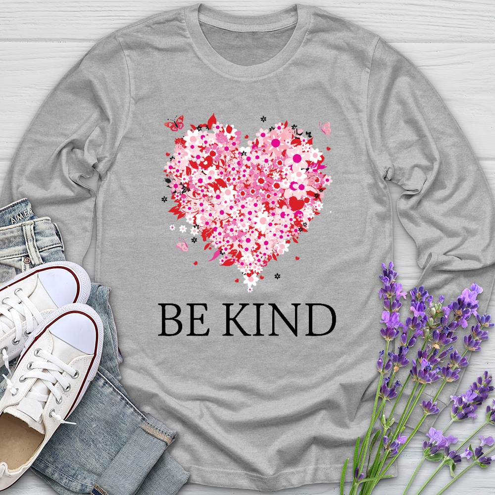 Be Kind Floral Heart Long Sleeve Tee