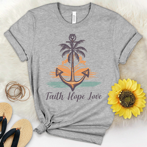 Faith Hope Love Anchor Sunset Heathered Tee