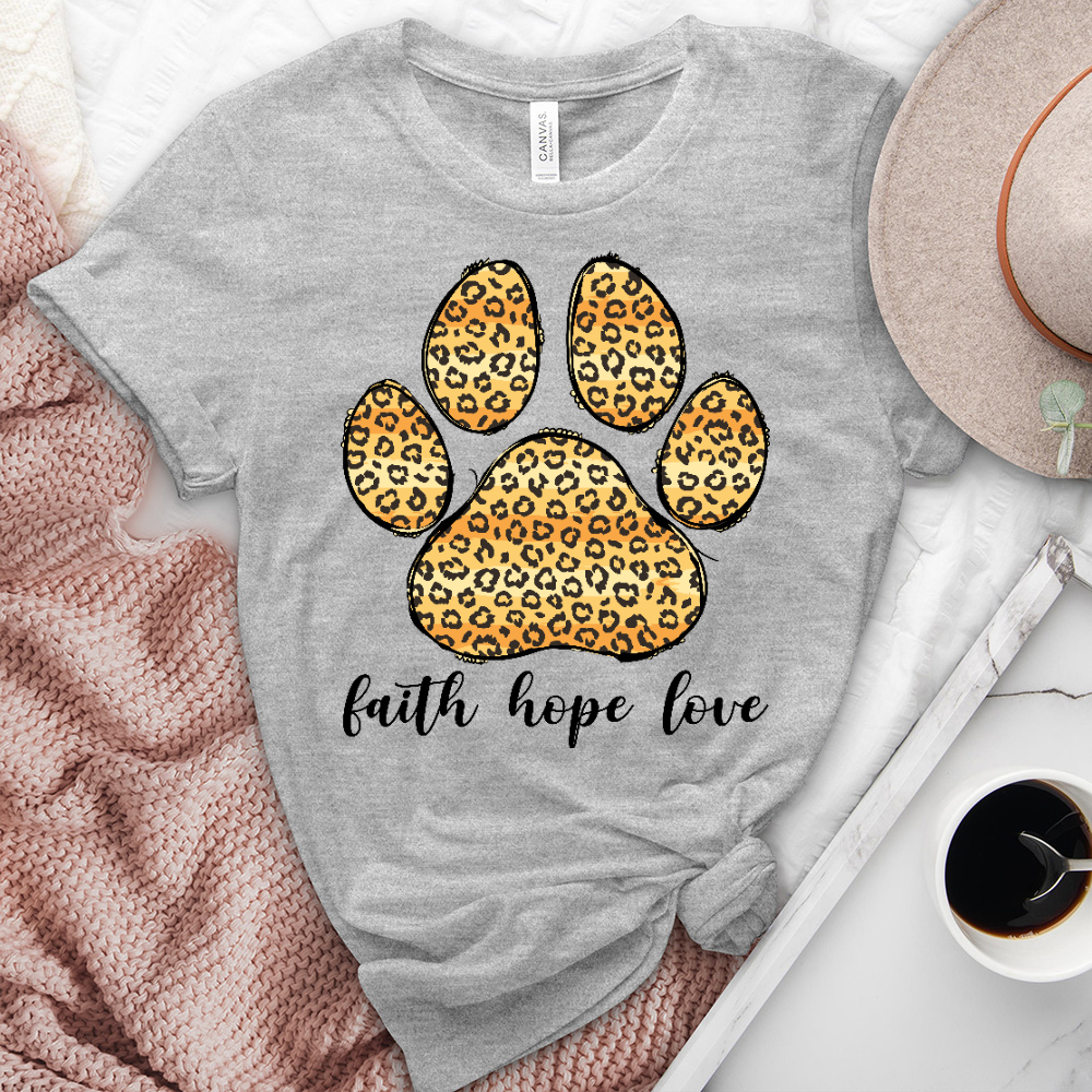 Bold Leopard Faith Paw Print Heathered Tee