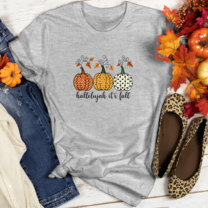 Retro Pumpkin Polka Dot Trio Heathered Tee