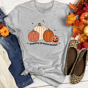 Thankful Grateful Blessed Pumpkin Patch Heathered Tee