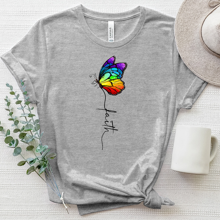 Rainbow Faith Butterfly Heathered Tee