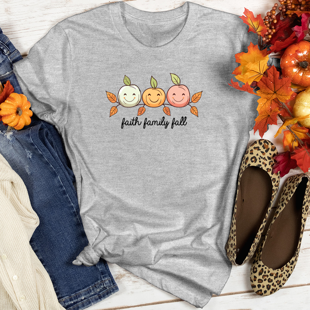 Pastel Leaf Pumpkin Trio Heathered Tee