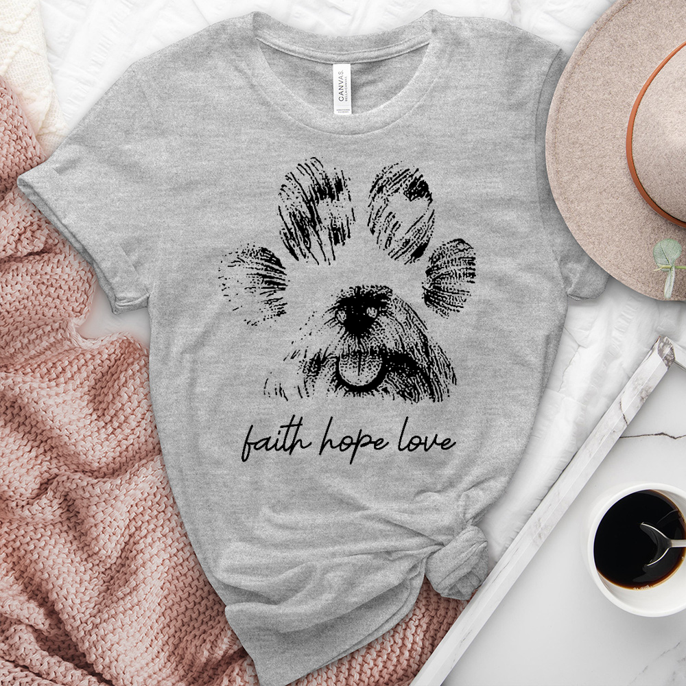 Faith Paw Print Face Heathered Tee