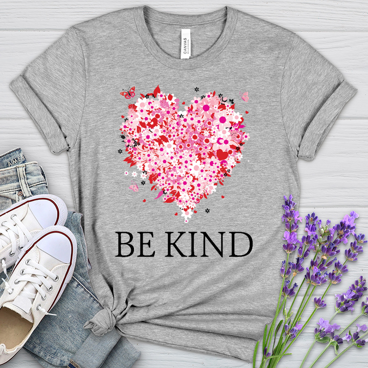 Be Kind Floral Heart Heathered Tee