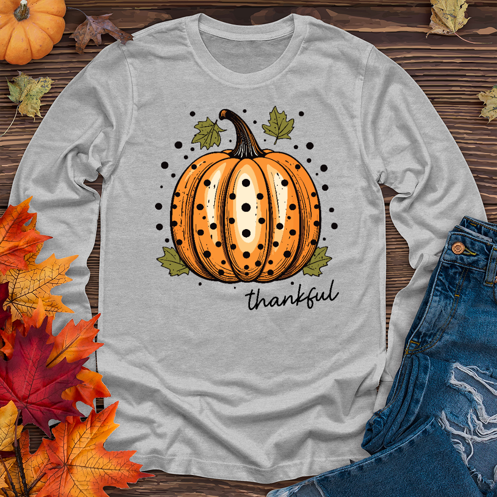 Thankful Spotted Pumpkin Long Sleeve Tee