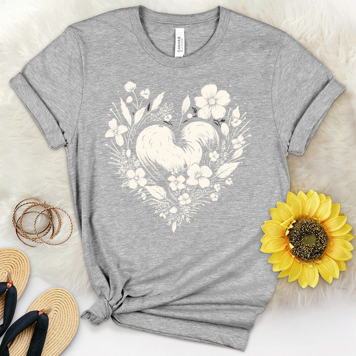 A Simple Heart With Flowers Heathered Tee