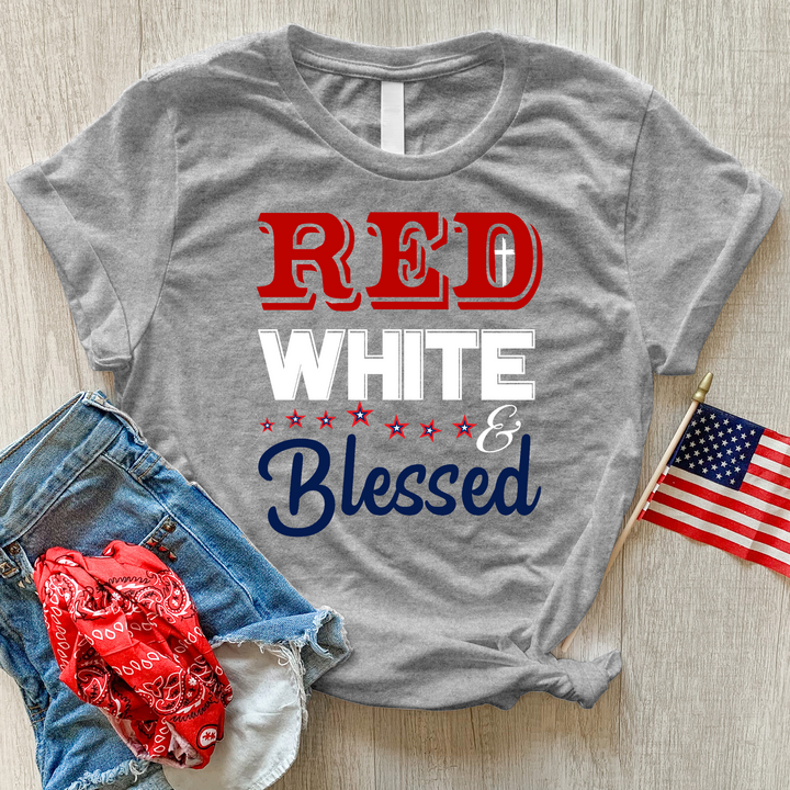 Red White & Blessed Heathered Tee